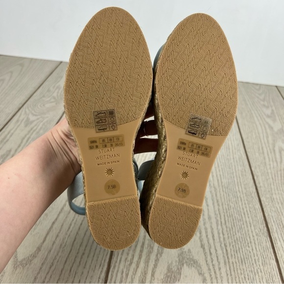Stuart Weitzman Playa Espadrille Knot Wedge Sandals 38/7.5B Vintage Denim $395 - Picture 8 of 10